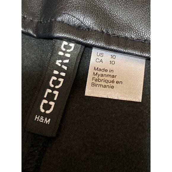 H&M Divided Womens Black Faux Leather Vegan High Rise Casual Mini Shorts Size 10 - Picture 4 of 5